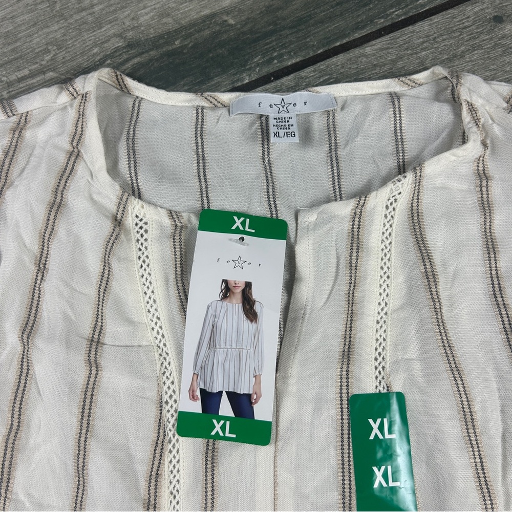 Fever Cream and Brown Striped Long Sleeve Top - Picture 3 of 12